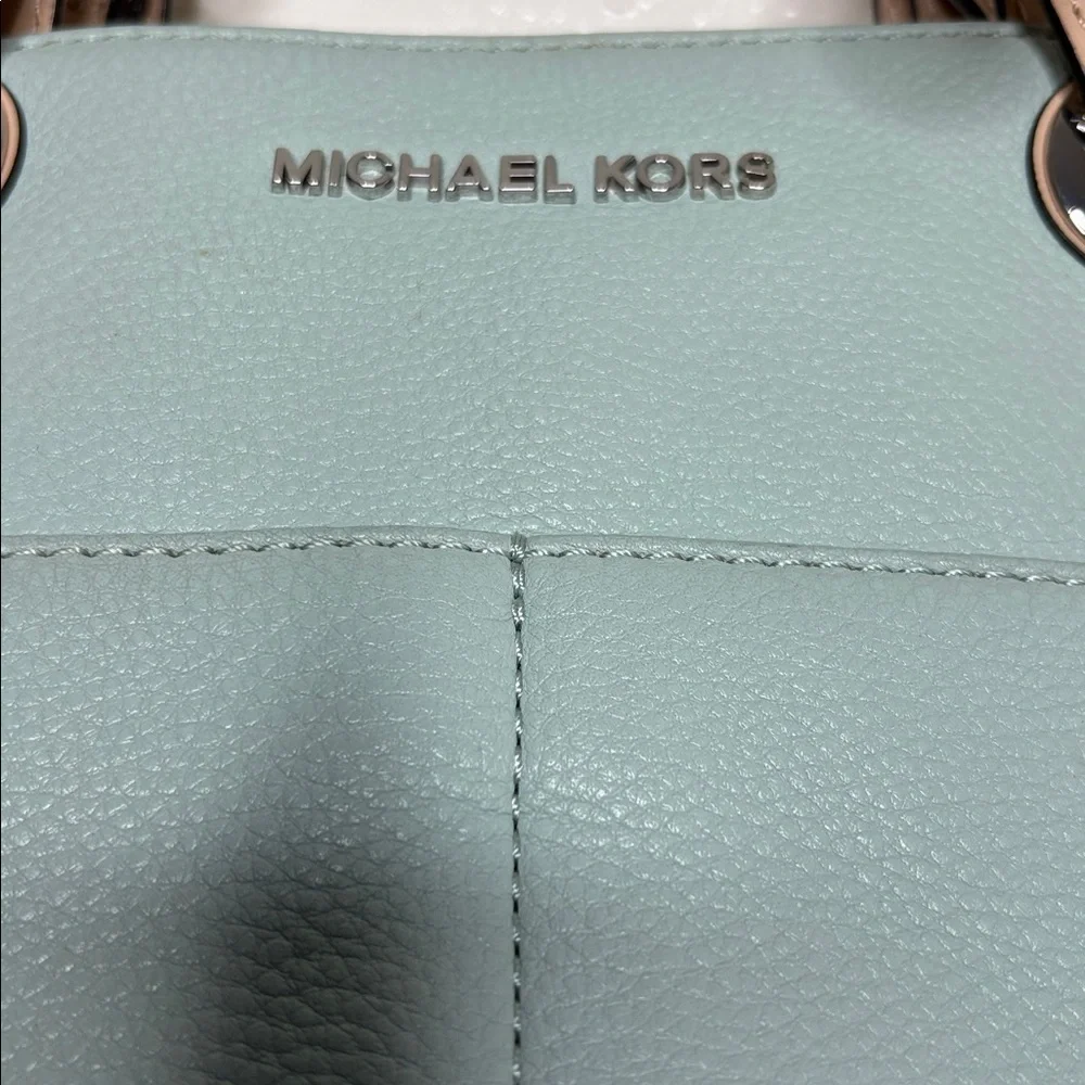 Michael Michael Kors Light Blue Double Handle Leather Tote Bag BLEMISH